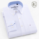 Camisa Masculina Manga Longa | Estilo Casual Elegante | Xadrez Listrado, Tecido Oxford, Bolso Frontal – Algodão com Poliéster