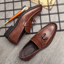 Men’s Breathable Leather Loafers – Comfortable Slip-On Tassel Moccasins for Business, Office & Driving