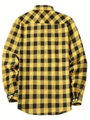 Men's Brushed Cotton Shirt | Long Sleeve, Red Plaid – Casual and Executive Style for Spring and Fall