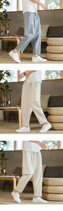 Calça Masculina em Algodão e Linho | Modelagem Reta com Cintura Ajustável | Caimento Solto e Respiração Natural