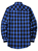 Men's Brushed Cotton Shirt | Long Sleeve, Red Plaid – Casual and Executive Style for Spring and Fall
