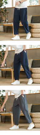 Calça Masculina em Algodão e Linho | Modelagem Reta com Cintura Ajustável | Caimento Solto e Respiração Natural