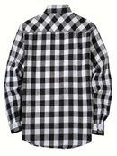 Men's Brushed Cotton Shirt | Long Sleeve, Red Plaid – Casual and Executive Style for Spring and Fall