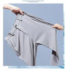 Calça Masculina Slim Fit em Seda Gelada — Ultra Leve, Secagem Rápida e Corte Reto para Verão