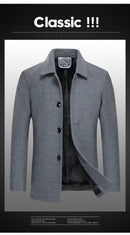 Casaco Masculino de Lã | Forro Fleece, Corte Slim, Espessura Elevada – Outono/Inverno