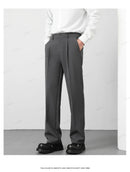 Calça Masculina Casual com Cintura Elástica — Estilo Coreano, Corte Reto e Cores Sóbrias