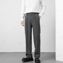 Calça Masculina Casual com Cintura Elástica — Estilo Coreano, Corte Reto e Cores Sóbrias