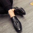 Men’s Breathable Leather Loafers – Comfortable Slip-On Tassel Moccasins for Business, Office & Driving