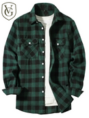 Men's Brushed Cotton Shirt | Long Sleeve, Red Plaid – Casual and Executive Style for Spring and Fall