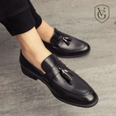 Men’s Breathable Leather Loafers – Comfortable Slip-On Tassel Moccasins for Business, Office & Driving