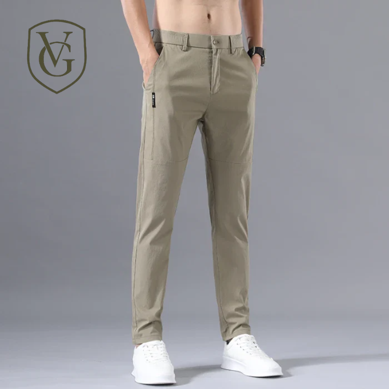 Calça Masculina Slim Fit 2025 — Chino Clássica com Elasticidade, Corte Coreano e Tecidos Leves para Verão