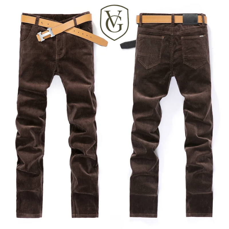 Calça Masculina de Veludo Cotelê | Corte Slim, Alta Elasticidade – Estilo Clássico Outono