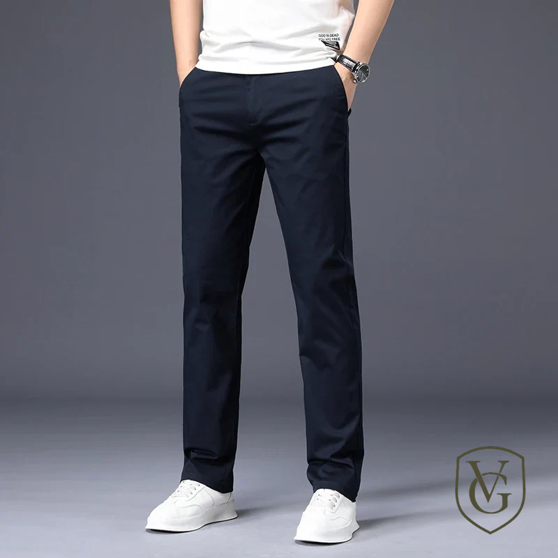 Calça Masculina de Algodão com Elastano | Corte Reto, Cores Clássicas – Tamanhos Ampliados