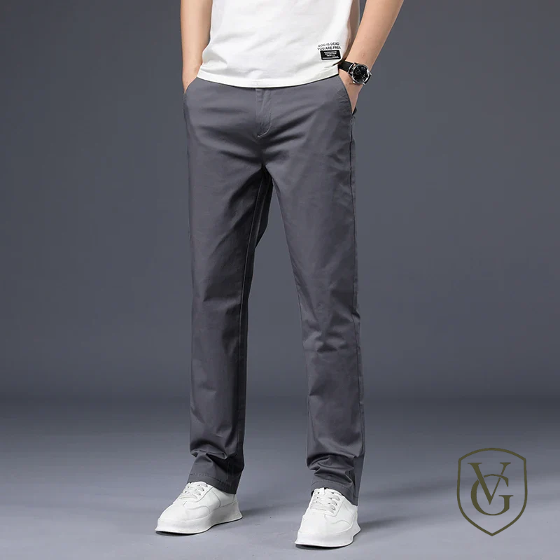 Calça Masculina de Algodão com Elastano | Corte Reto, Cores Clássicas – Tamanhos Ampliados