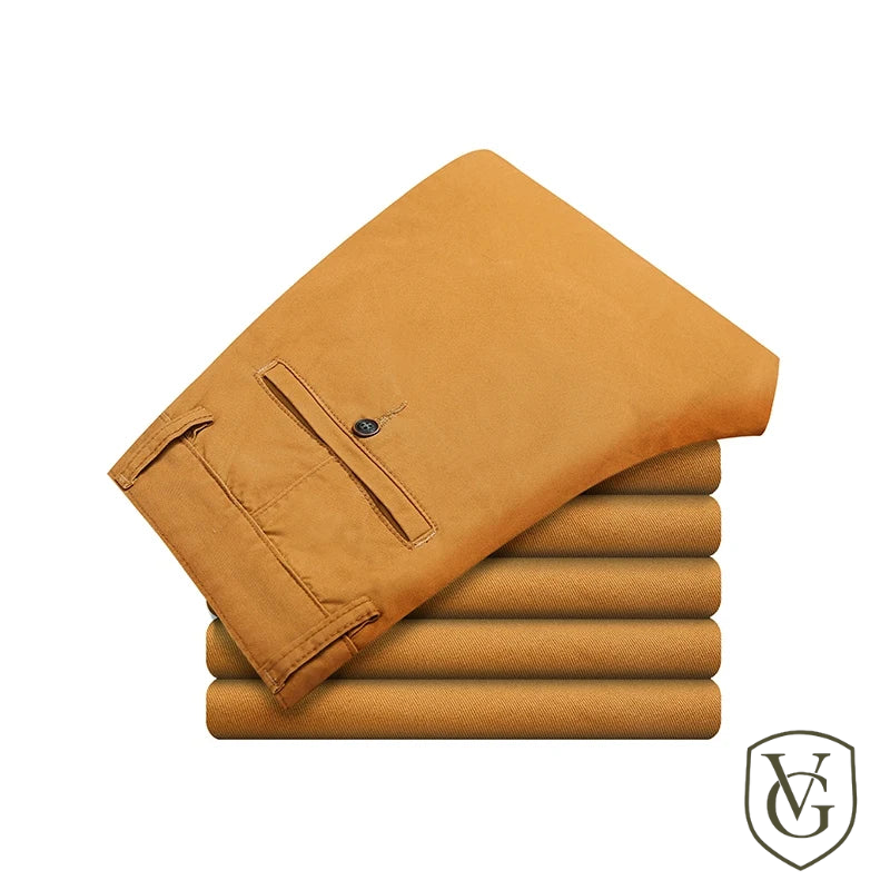 Calça Masculina de Algodão com Elastano | Corte Reto, Cores Clássicas – Tamanhos Ampliados