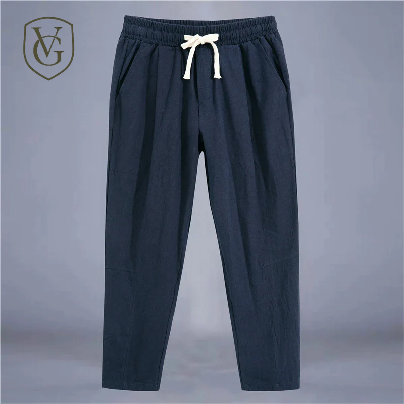 Calça Masculina em Algodão e Linho | Modelagem Reta com Cintura Ajustável | Caimento Solto e Respiração Natural