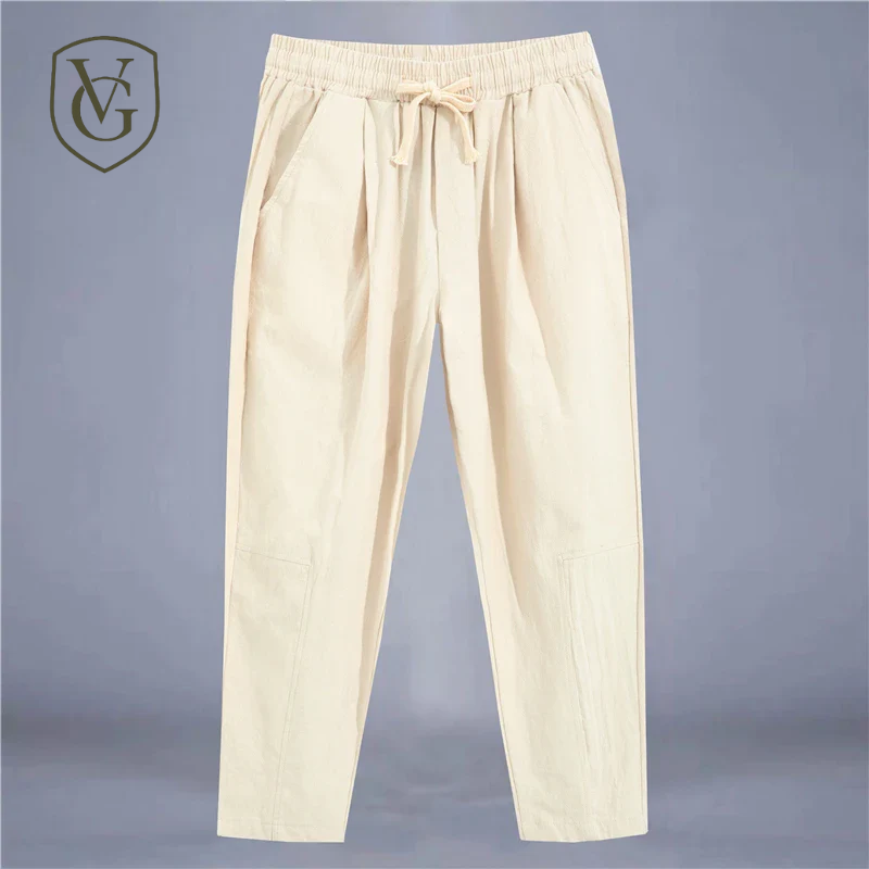 Calça Masculina em Algodão e Linho | Modelagem Reta com Cintura Ajustável | Caimento Solto e Respiração Natural