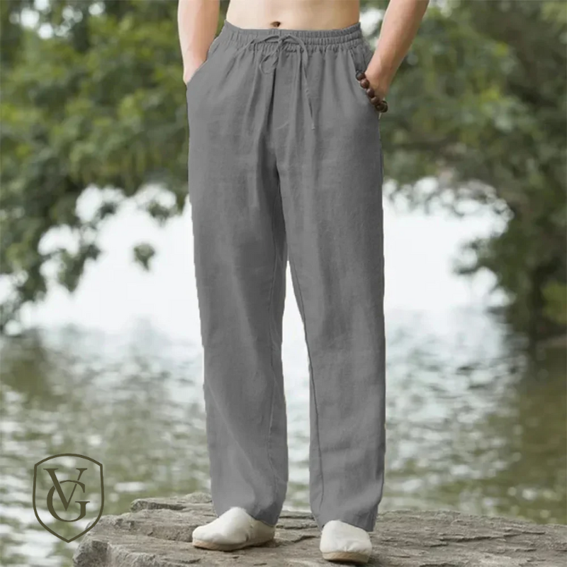 Calça Masculina em Algodão e Linho | Modelagem Solta para o Verão | Estilo Casual com Inspiração Resort
