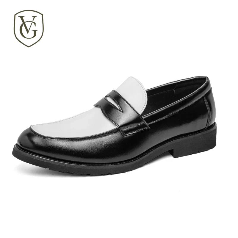 Mocassim Masculino em Couro | Bicolor Preto e Branco | Estilo Clássico com Solado Robusto e Acabamento Premium
