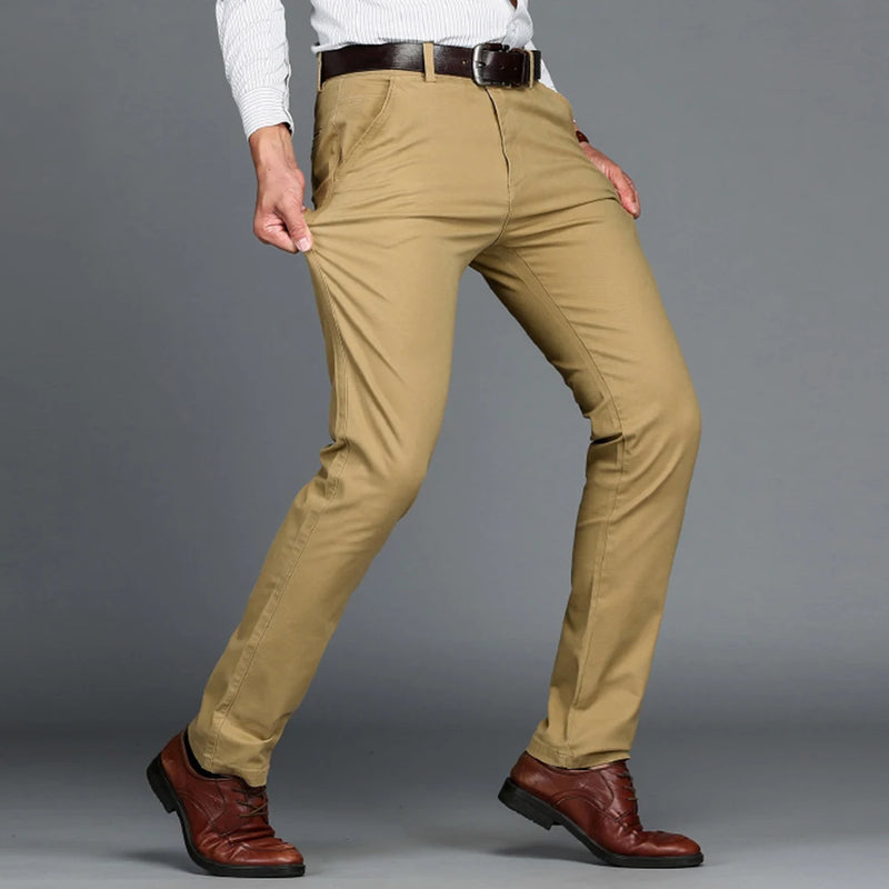 Calça Masculina de Algodão com Elastano | Corte Reto, Cores Clássicas – Tamanhos Ampliados