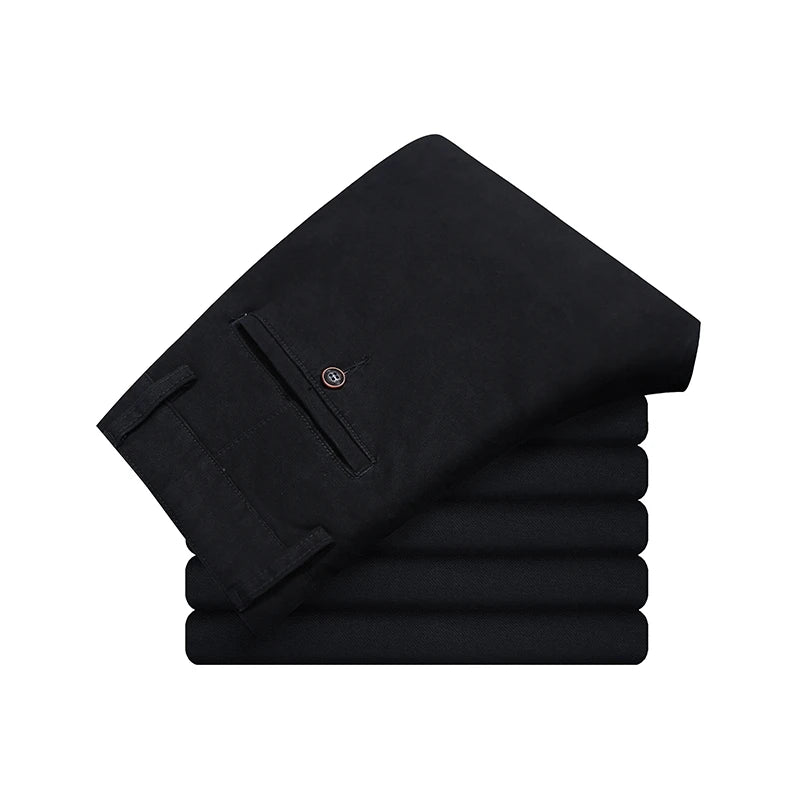 Calça Masculina de Algodão com Elastano | Corte Reto, Cores Clássicas – Tamanhos Ampliados