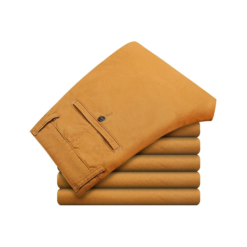 Calça Masculina de Algodão com Elastano | Corte Reto, Cores Clássicas – Tamanhos Ampliados