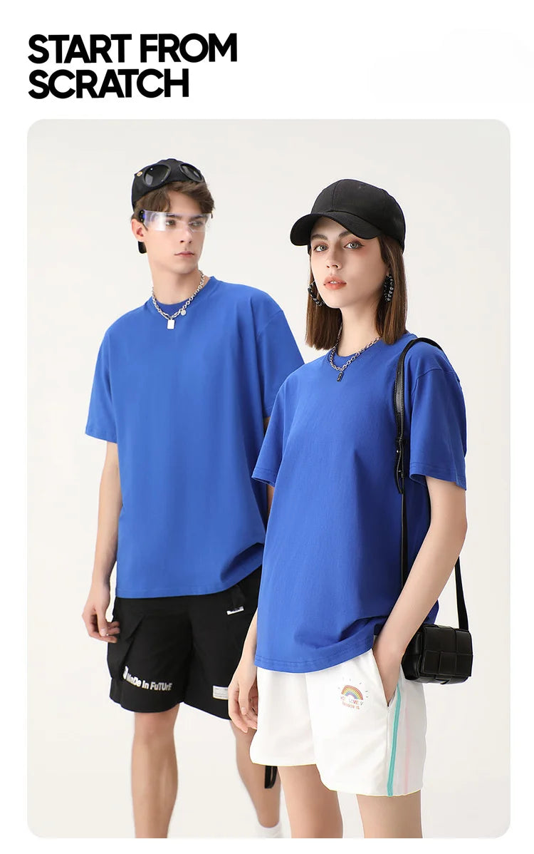 Camiseta Unissex em Algodão Puro – Modelagem Solta, Gola Redonda e Estrutura Densa em Branco Sólido