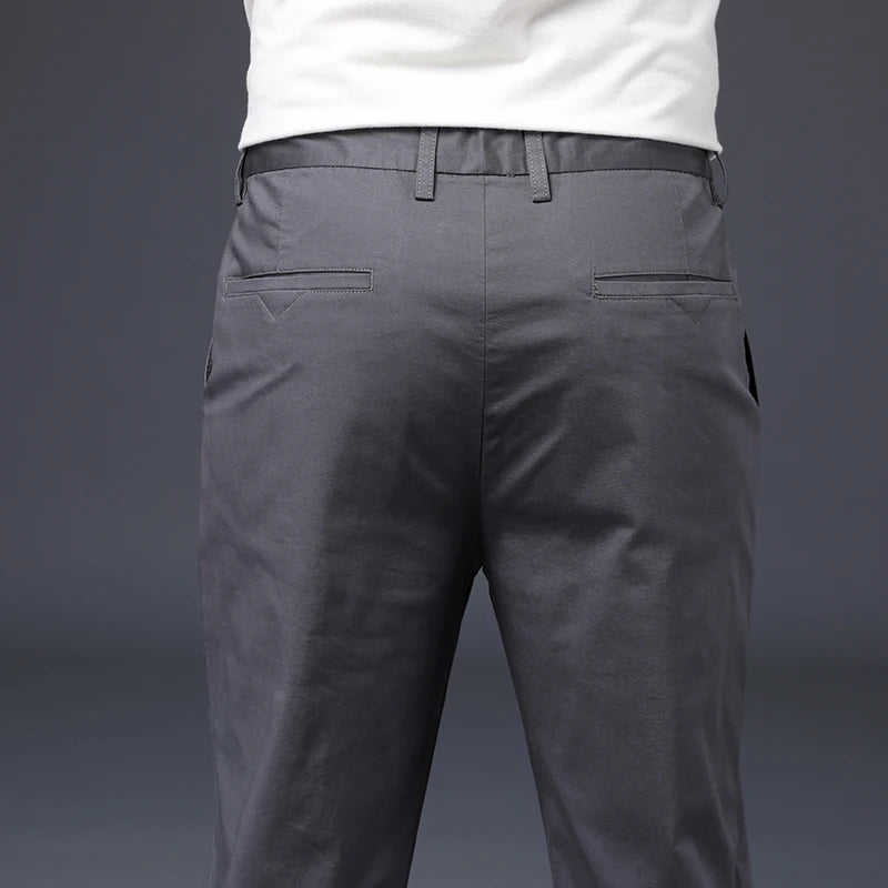 Calça Masculina de Algodão com Elastano | Corte Reto, Cores Clássicas – Tamanhos Ampliados
