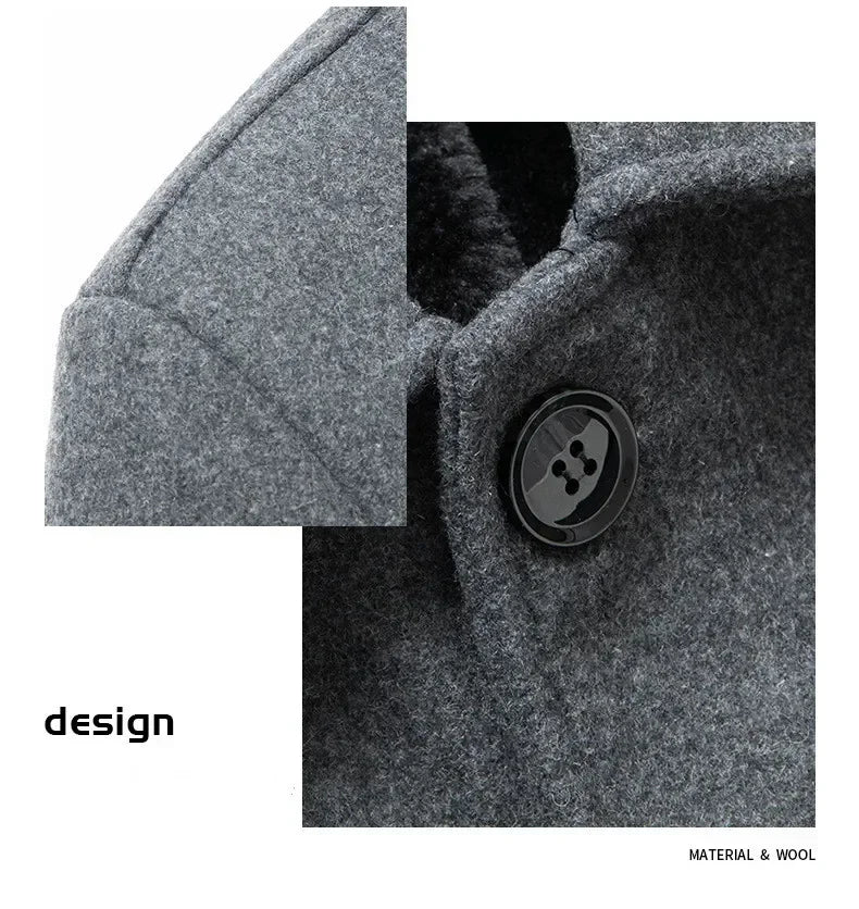 Casaco Masculino de Lã | Forro Fleece, Corte Slim, Espessura Elevada – Outono/Inverno