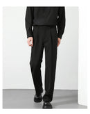 Calça Masculina Casual com Cintura Elástica — Estilo Coreano, Corte Reto e Cores Sóbrias