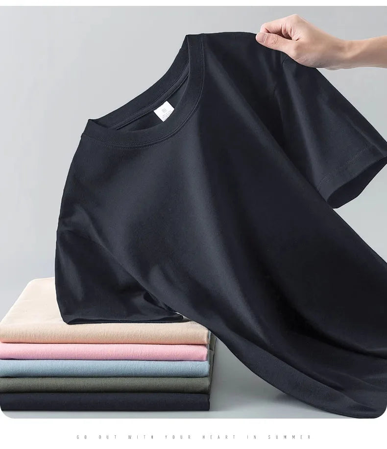Camiseta Unissex em Algodão Puro – Modelagem Solta, Gola Redonda e Estrutura Densa em Branco Sólido