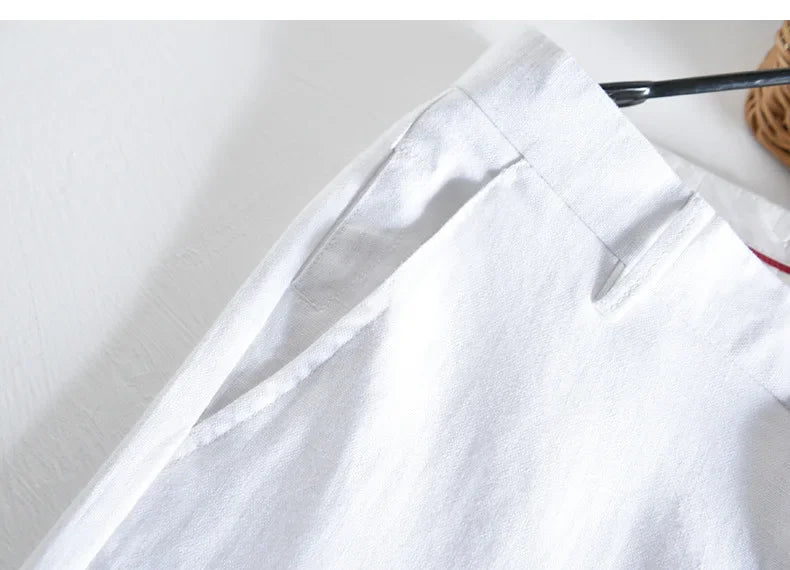 Calça Masculina em Linho Puro | Corte Reto de Cintura Média | Estilo Japonês com Essência Casual e Atemporal