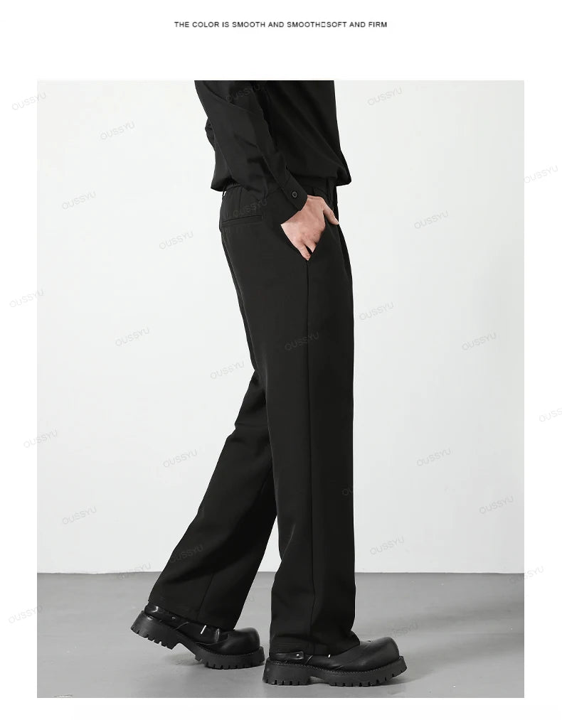 Calça Masculina Casual com Cintura Elástica — Estilo Coreano, Corte Reto e Cores Sóbrias