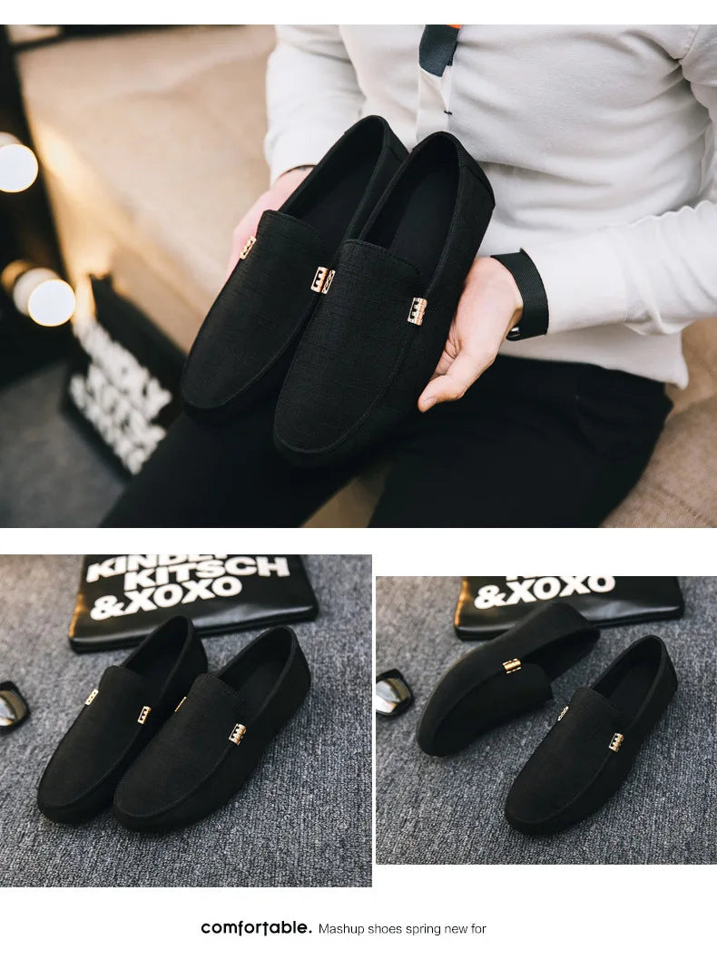 Mocassim Masculino em Lona – Conforto Atemporal e Linha Impecável