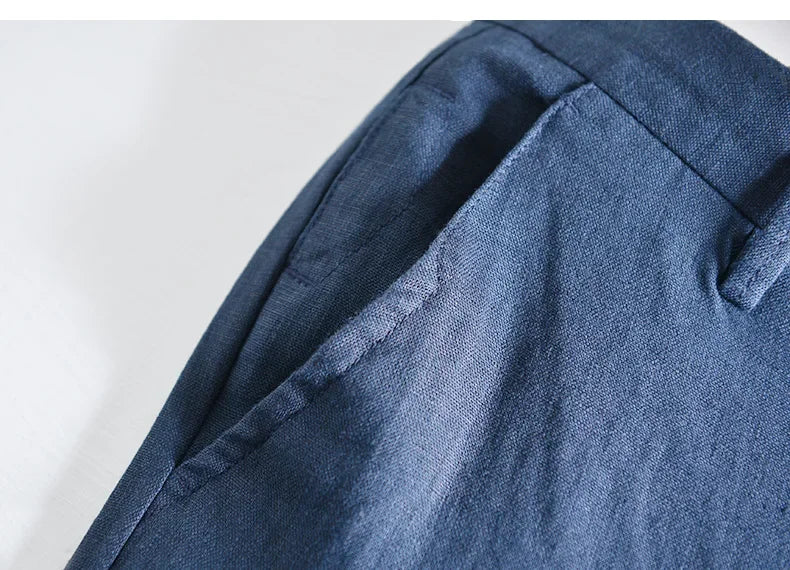 Calça Masculina em Linho Puro | Corte Reto de Cintura Média | Estilo Japonês com Essência Casual e Atemporal