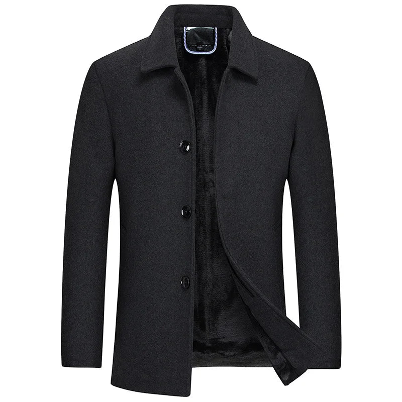 Casaco Masculino de Lã | Forro Fleece, Corte Slim, Espessura Elevada – Outono/Inverno