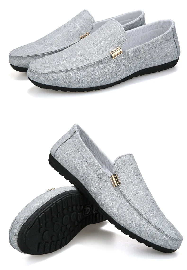 Mocassim Masculino em Lona – Conforto Atemporal e Linha Impecável