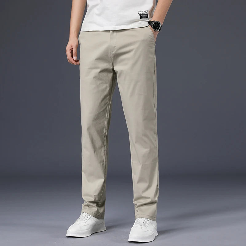 Calça Masculina de Algodão com Elastano | Corte Reto, Cores Clássicas – Tamanhos Ampliados