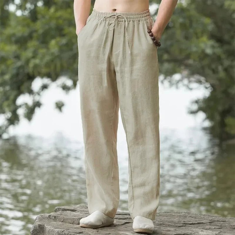Calça Masculina em Algodão e Linho | Modelagem Solta para o Verão | Estilo Casual com Inspiração Resort