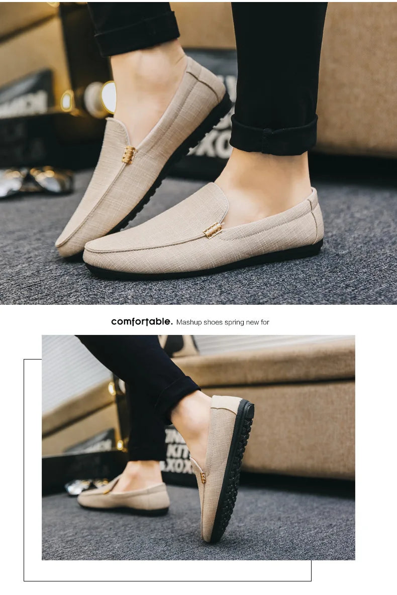 Mocassim Masculino em Lona – Conforto Atemporal e Linha Impecável