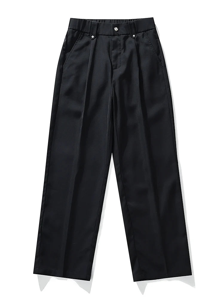 Calça Masculina Business Casual 8XL — Corte Reto em Poliéster Leve, Modelagem Solta e Cós Elástico