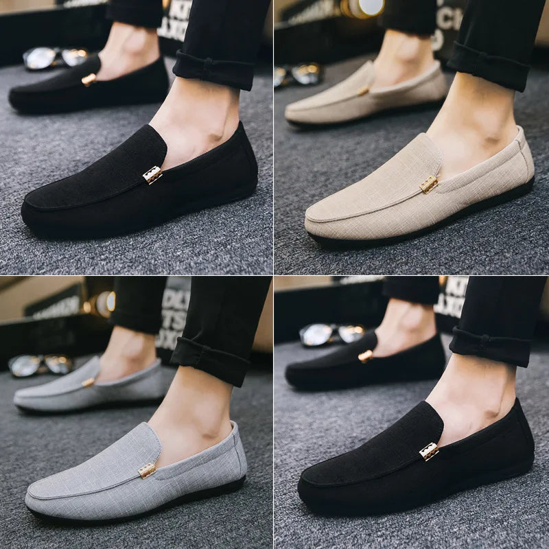 Mocassim Masculino em Lona – Conforto Atemporal e Linha Impecável