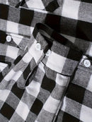 Camisa Masculina de Algodão Escovado | Manga Longa, Xadrez Vermelho – Estilo Casual e Executivo para Primavera e Outono