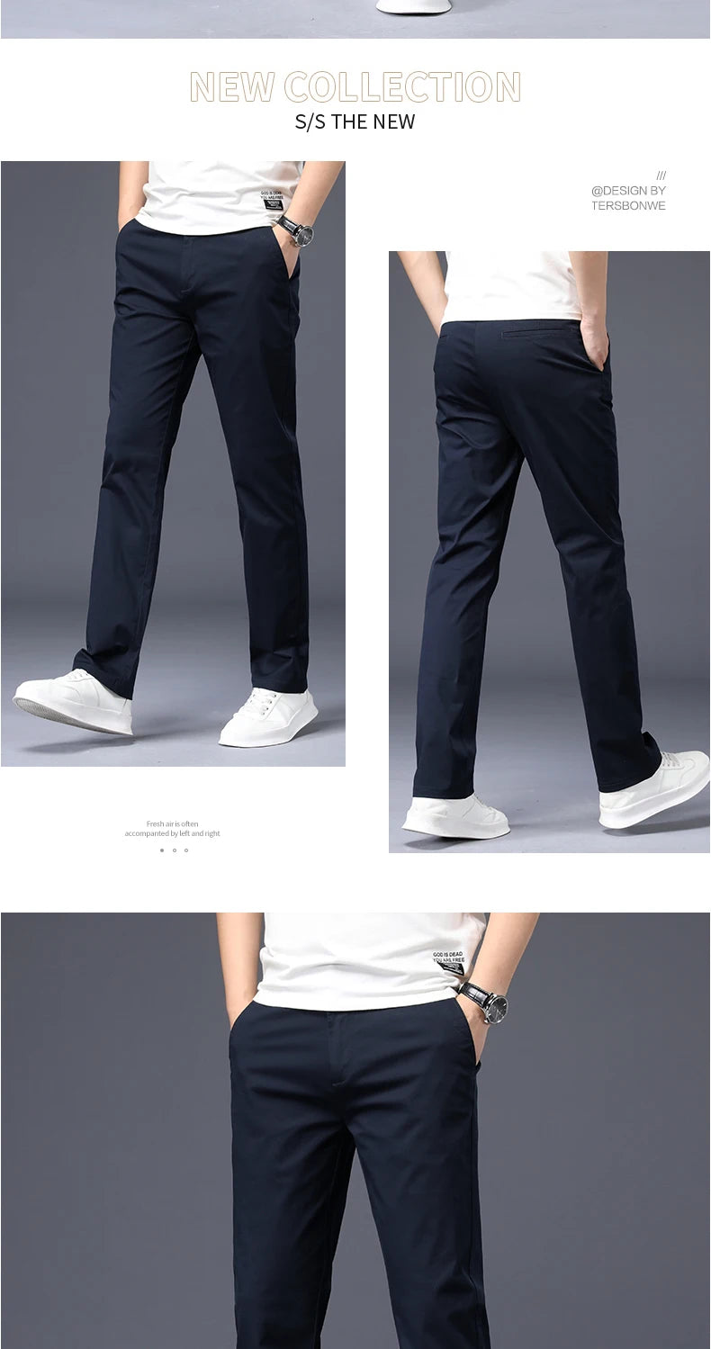 Calça Masculina de Algodão com Elastano | Corte Reto, Cores Clássicas – Tamanhos Ampliados