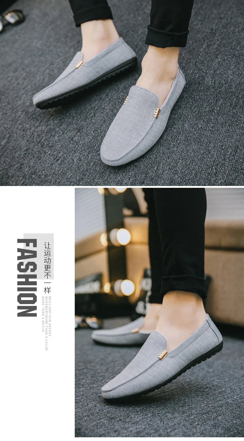 Mocassim Masculino em Lona – Conforto Atemporal e Linha Impecável