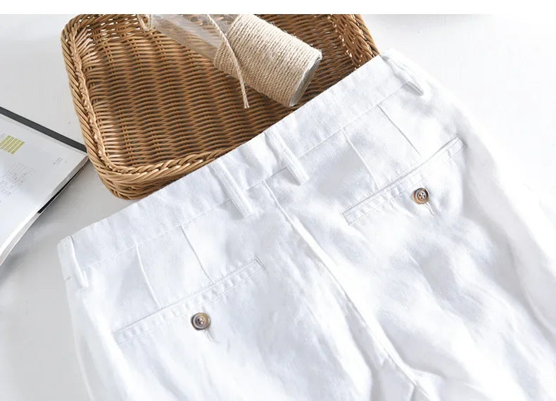 Calça Masculina em Linho Puro | Corte Reto de Cintura Média | Estilo Japonês com Essência Casual e Atemporal