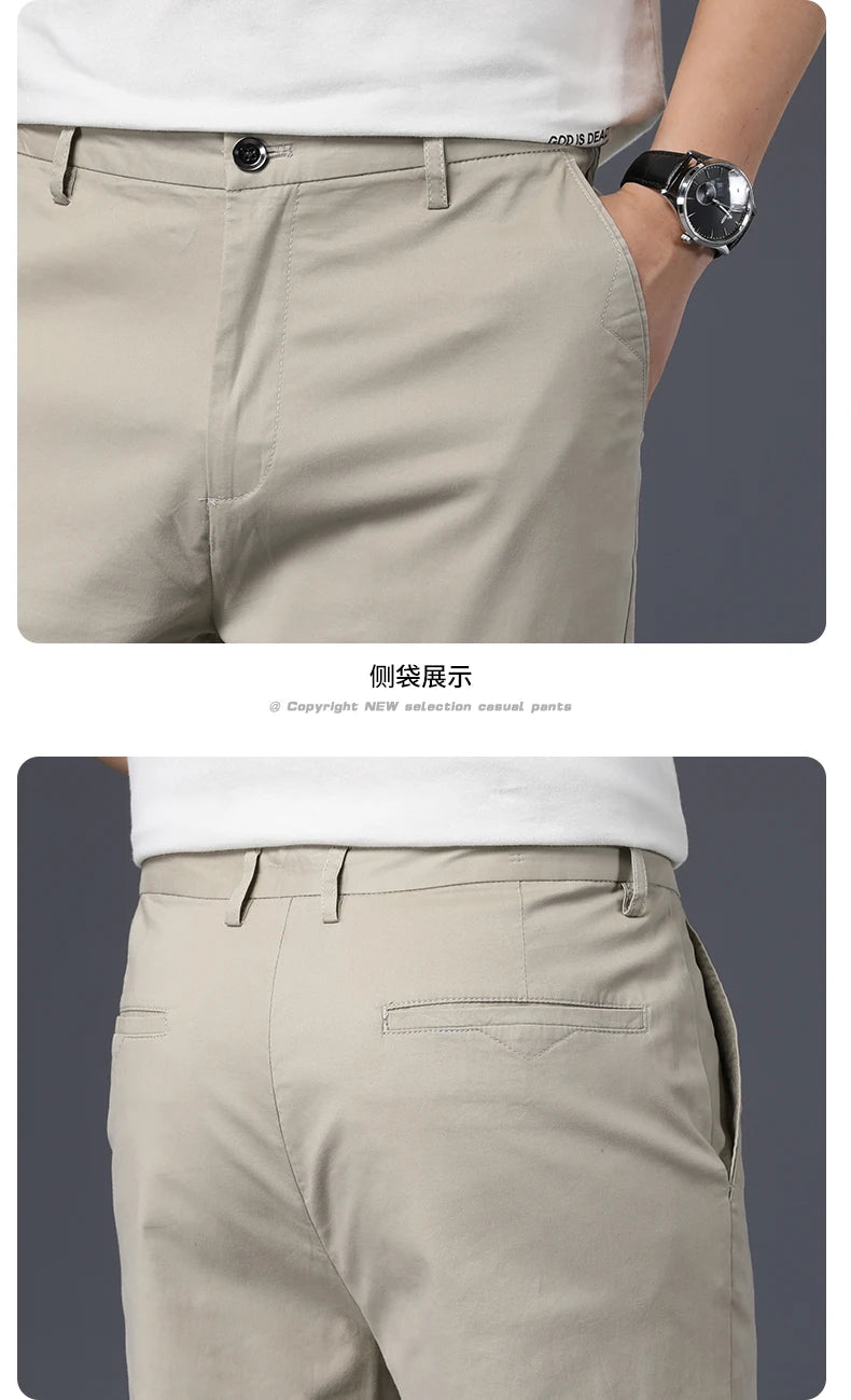 Calça Masculina de Algodão com Elastano | Corte Reto, Cores Clássicas – Tamanhos Ampliados