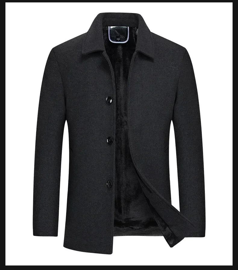 Casaco Masculino de Lã | Forro Fleece, Corte Slim, Espessura Elevada – Outono/Inverno