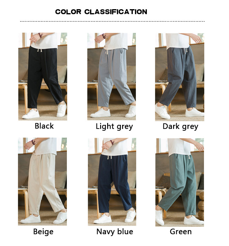 Calça Masculina em Algodão e Linho | Modelagem Reta com Cintura Ajustável | Caimento Solto e Respiração Natural