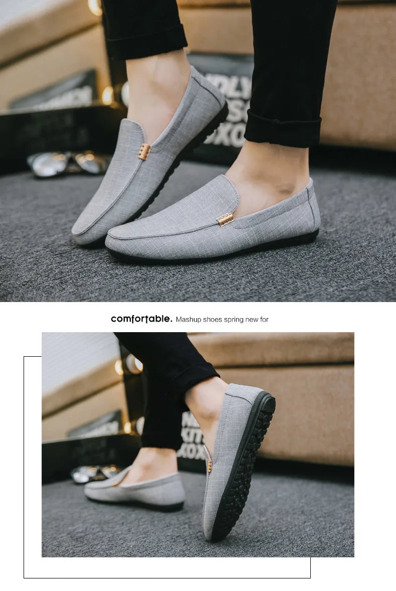 Mocassim Masculino em Lona – Conforto Atemporal e Linha Impecável